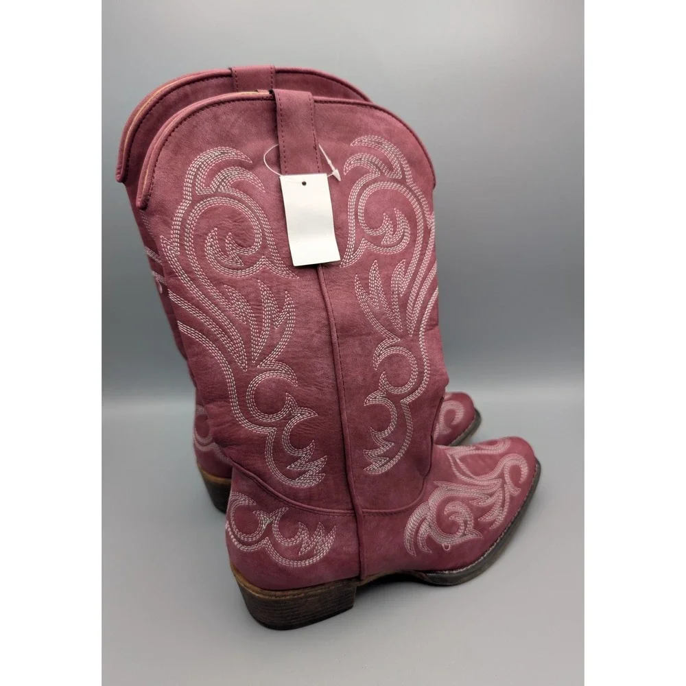 Roper Women's Riley Western Boots Size 9 Plum 09-021-1566-2026 Cowgirl